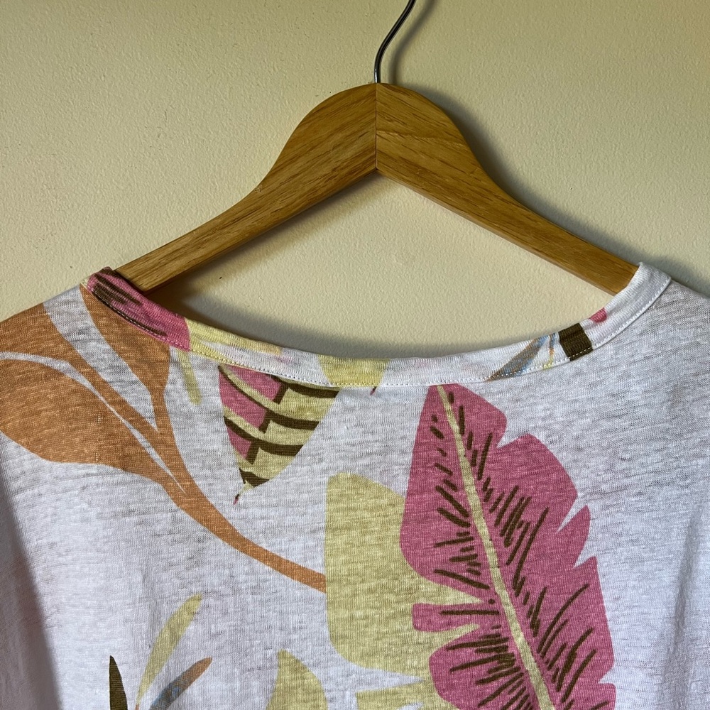 Cynthia Rowley Linen Tropical Palm Print Boxy Top Size XL - Picture 6 of 8